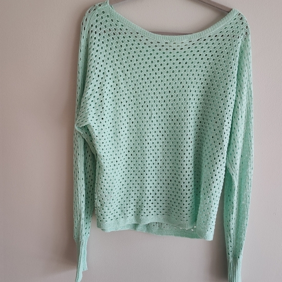 EE SOME Mint Green Long sleeved Knit Sweater - Picture 2 of 4